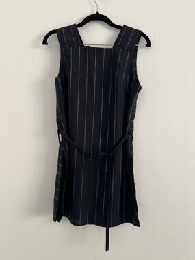 NWT Top Shop Navy Pinstripe Sleeveless Square Tunic Top Belted Size US 2